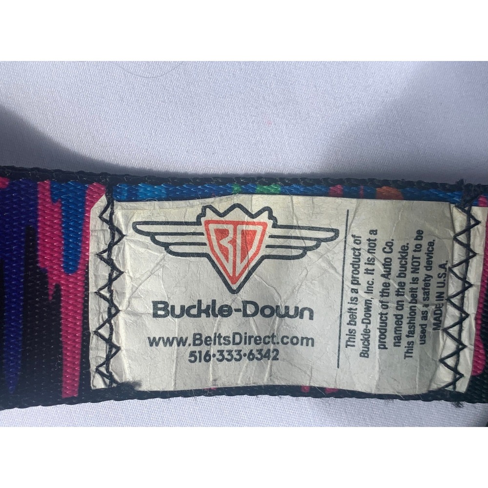 Buckle-Down Ford Mustang Seatbelt Belt Multicolor Paint Drip Chrome Buckle#917 - Picture 4 of 4